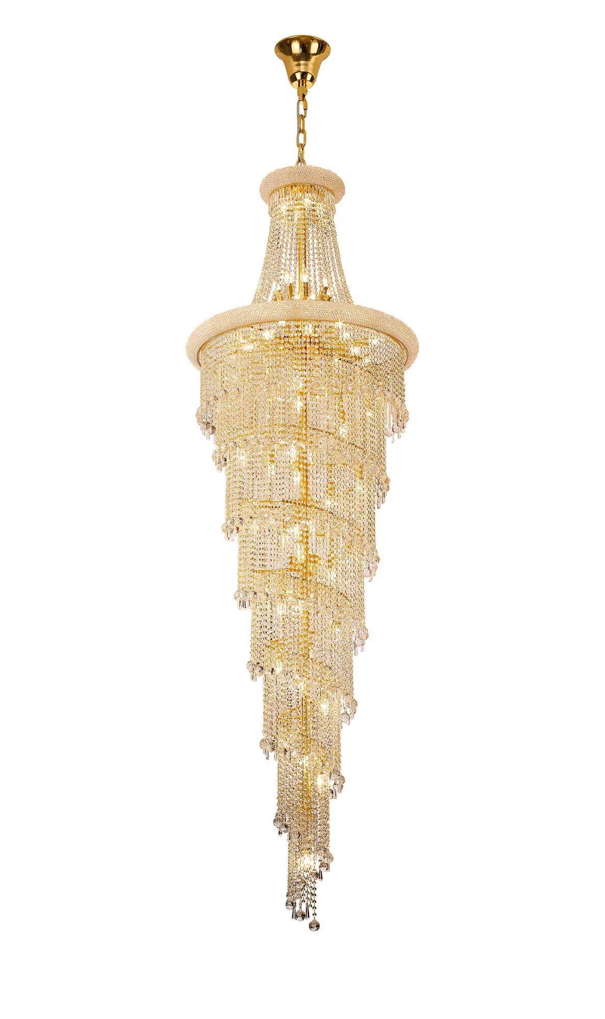 Alexandra Gold Crystal Ceiling Lights Diyas Statement Crystal Fittings